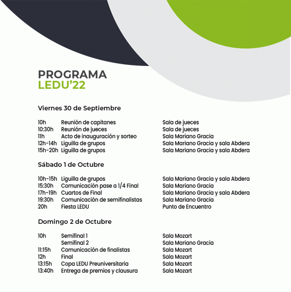 Programa Liga Española de Debate Universitario LEDU 22